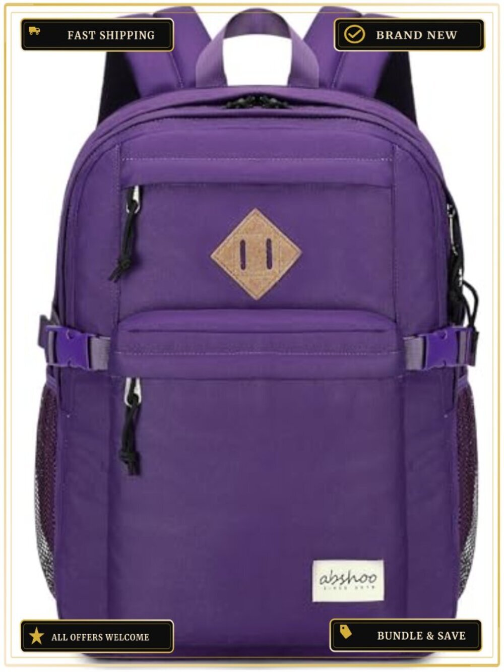 32L Water Resistant Polyester Laptop Backpack for School Travel Work